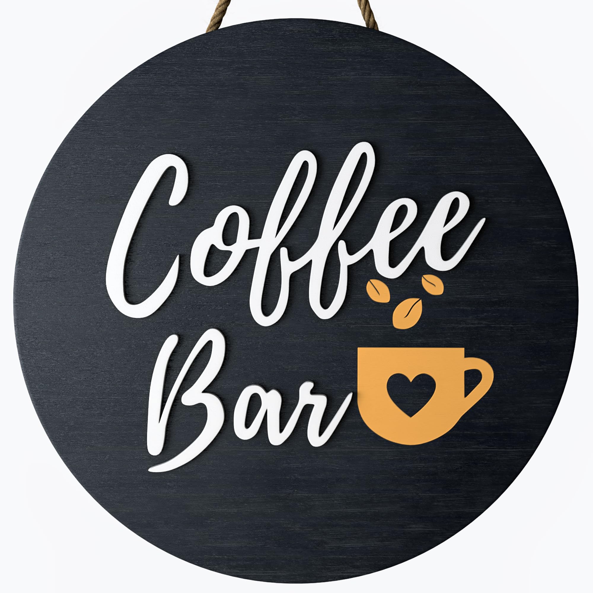 3d Coffee Bar Signs For Wall - 11" Modern Farmhouse Coffee Signs for Station, Kitchen Counter Bar Accessories Nook Decor for Home, Corner Cafe Bar Wall Picture Art, Round, Black