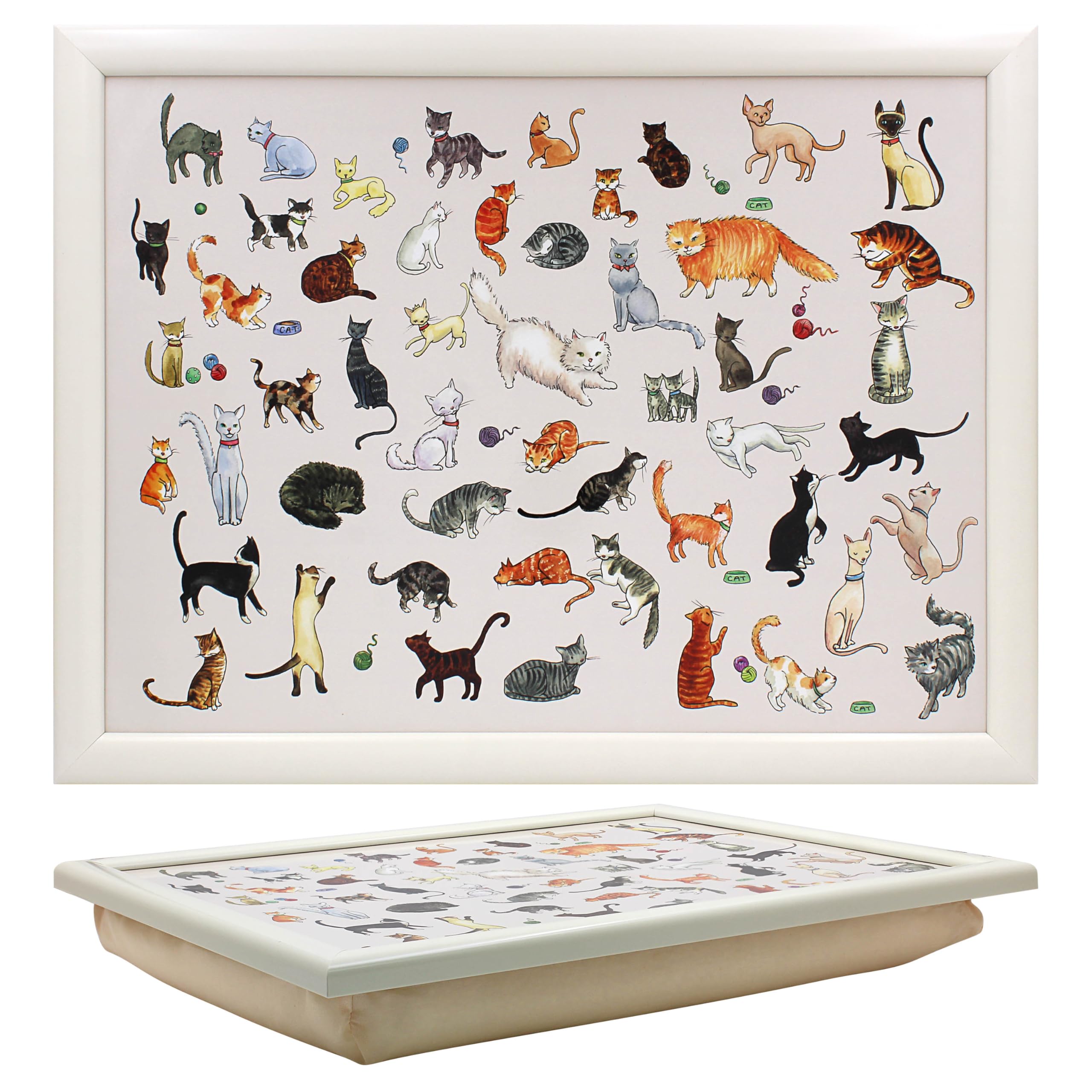 The Leonardo Collection Finola Stack Kitty Cats Laptray | Bean Bag Tray for Meals | Stylish Food Tray for Dinner or Breakfast | Perfect for Home Comfort