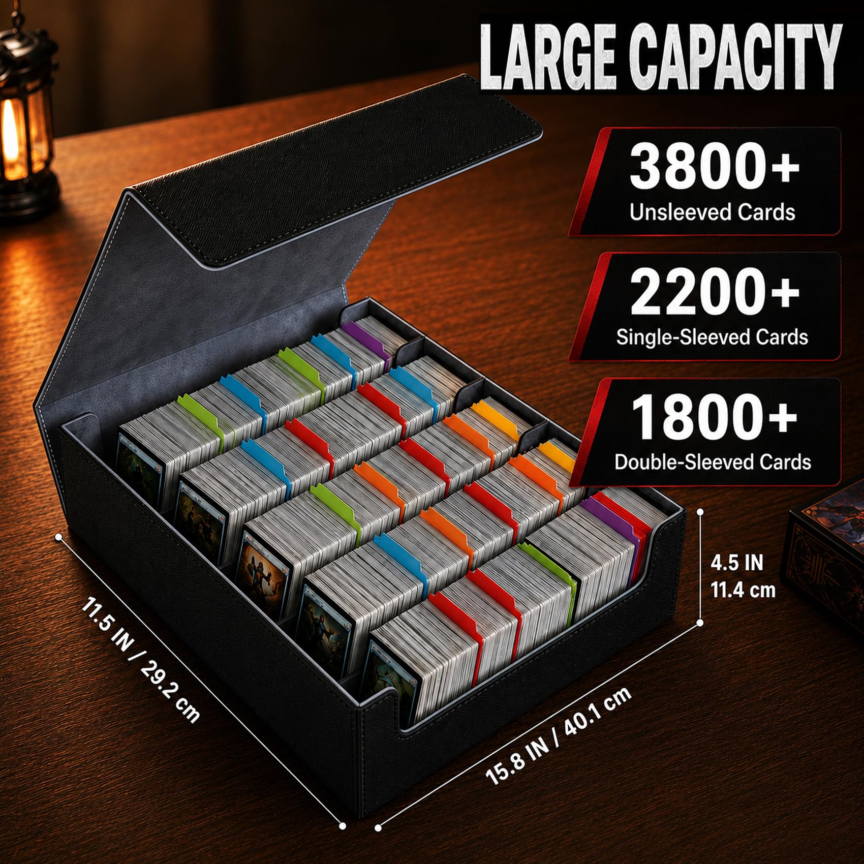 3900+ Boîte de rangement pour cartes de grande capacité, 5 couches avec fenêtre transparente (idéale pour les collectionneurs et les débutants), compatible avec cartes JCC / sport, comprend 34