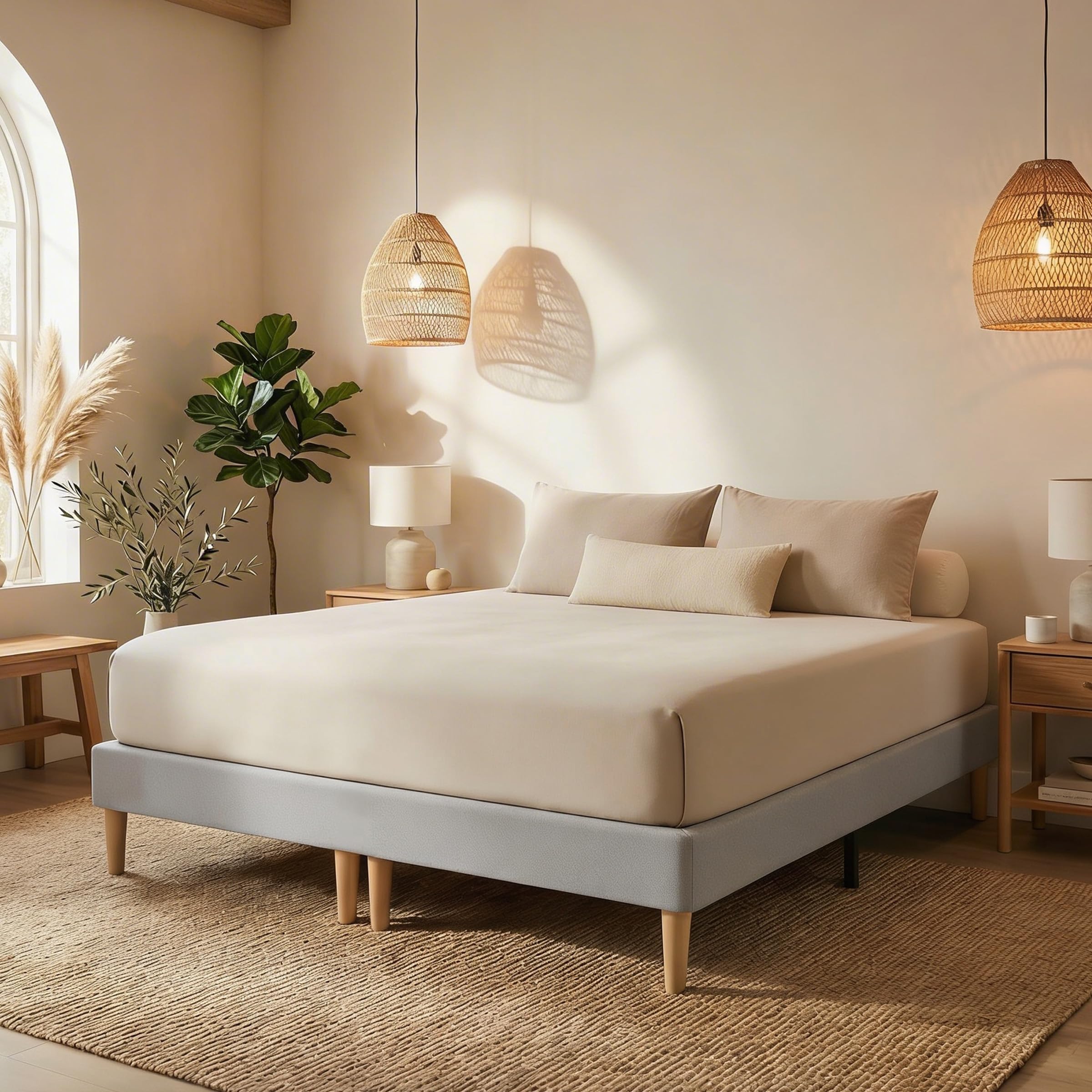 IDIMEX Sommier tapissier Rennes 180 x 200 cm Structure en Bois et revêtement en Tissu Gris, Cadre de lit avec Pieds et sommier à Lattes déhoussable pour 1 Personne