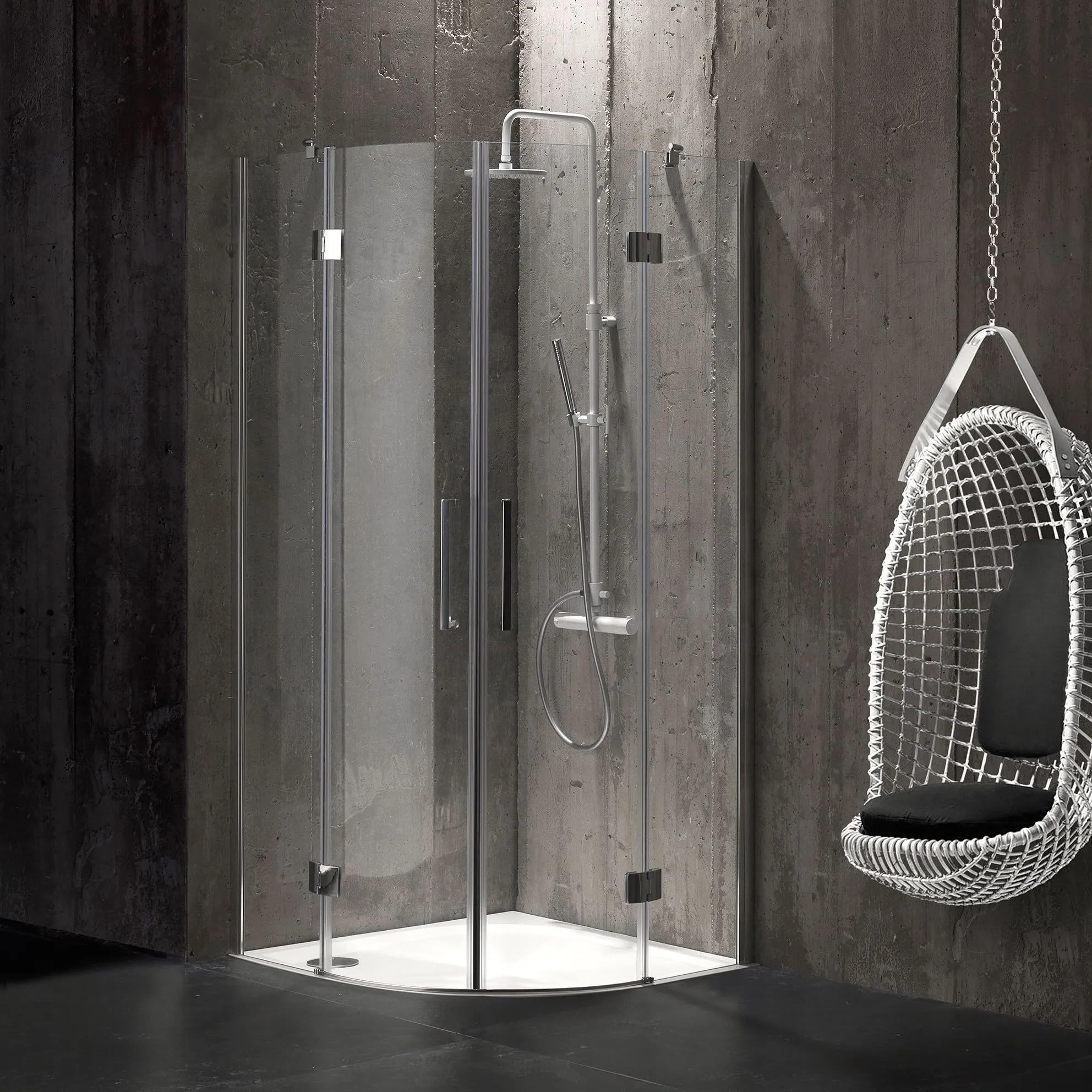 Box Doccia semicircolare alluminio cromato altezza 190 cm (80x80)