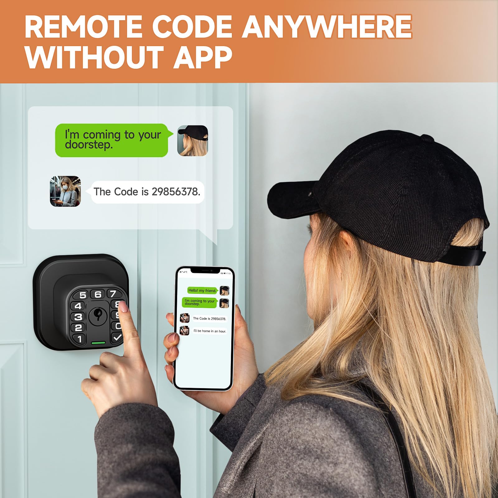 Richelock Keylees - Pomo cuadrado con teclado, cerradura de puerta de entrada con cilindro, bloqueo automático, impermeable y resistente a la intemperie, para exteriores e interiores, dormitorio,