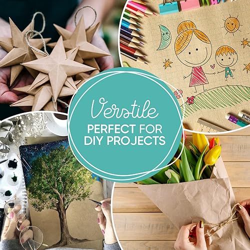 Miniatura 7 de Rollo de papel kraft marrón de 17.75 x 1200 pulgadas (100 pies), fabricado en Estados Unidos, ideal para envoltura de regalos, papel de embalaje