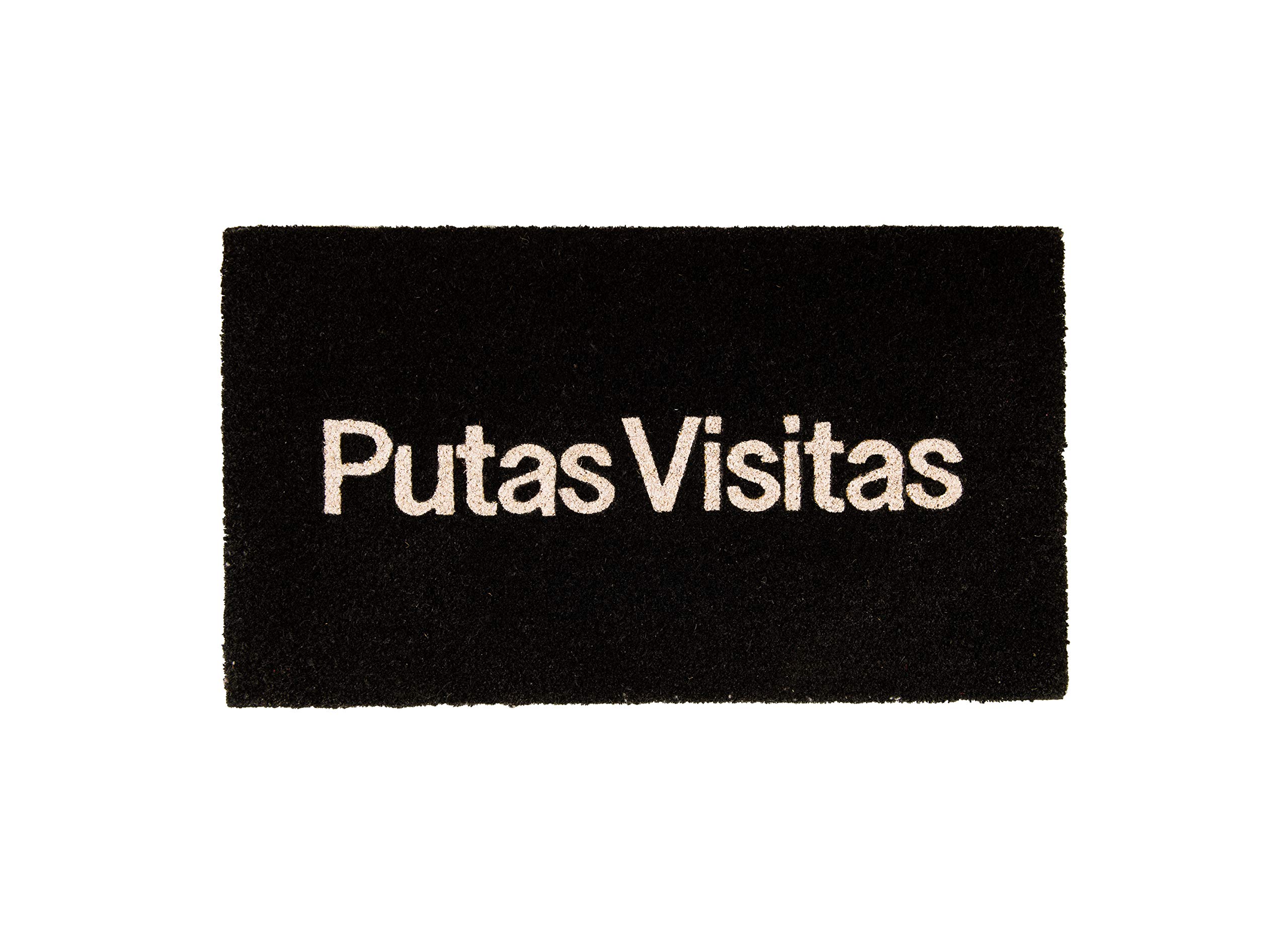 Fisura – Felpudo Original “Putas Visitas” de Coco con Base Antideslizante de PVC. Felpudo Entrada casa. Pintado a Mano. Medidas: 70 cm x 40 cm x1,5 cm.