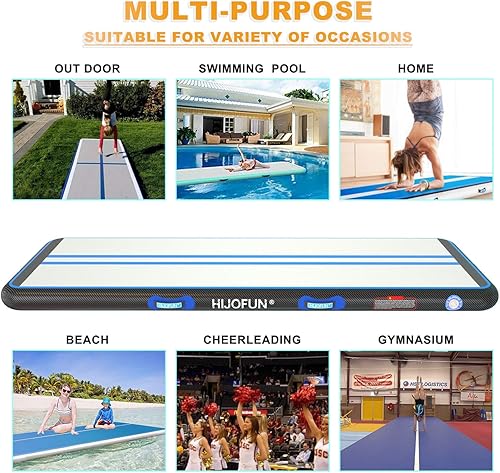 Miniatura 5 de Alfombrilla hinchable de aire para gimnasia de 3, 4, 5 y 6 metros, con grosor de 10 a 20 cm, viene con bomba de aire eléctrica. Ideal para el hogar,
