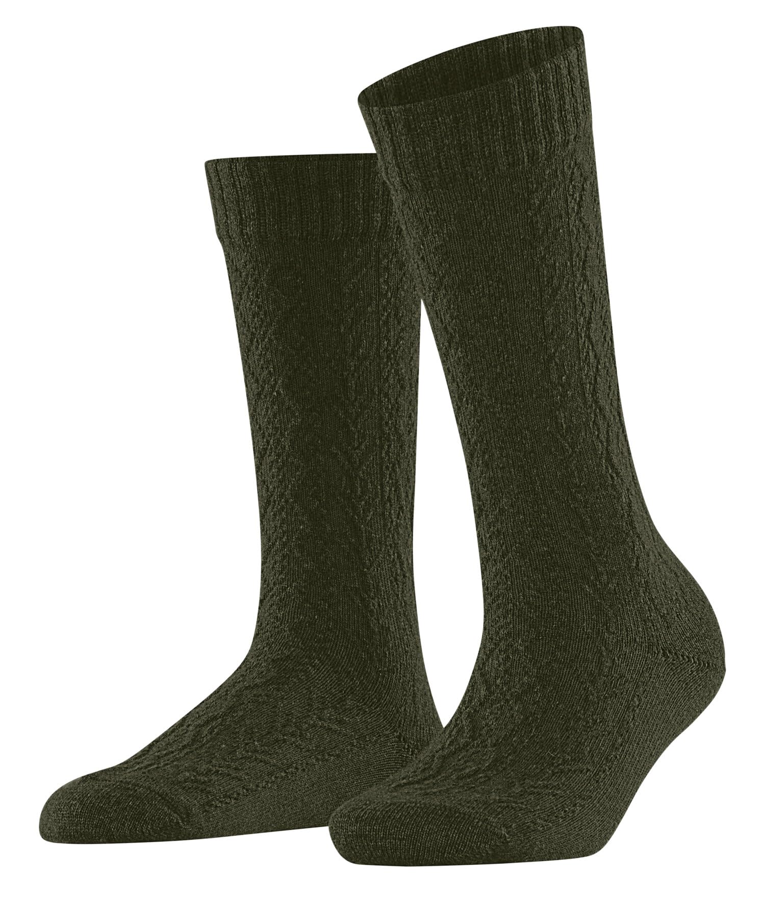 FALKE Women's Modish Fest W So Wool Viscose Cashmere Plain 1 Pair Socks, Green Artichoke 7436, 2.5-5