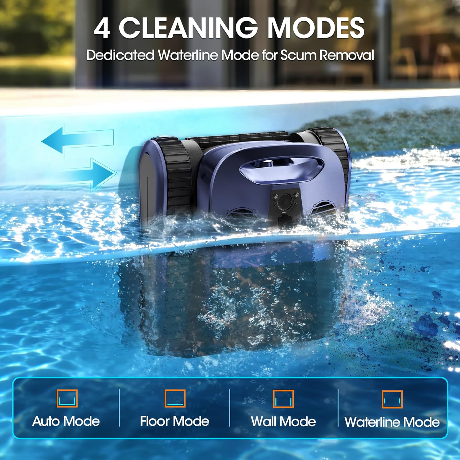 (2026 New) Pool Vacuum Robot - AI Smart Navigation, 360° Top-to-Bottom Cleaning, 4 Cleaning Modes, Over 3.5h Replaceable Battery Design, for Inground & Above-Ground Pools up to 3,200 Sq. Ft