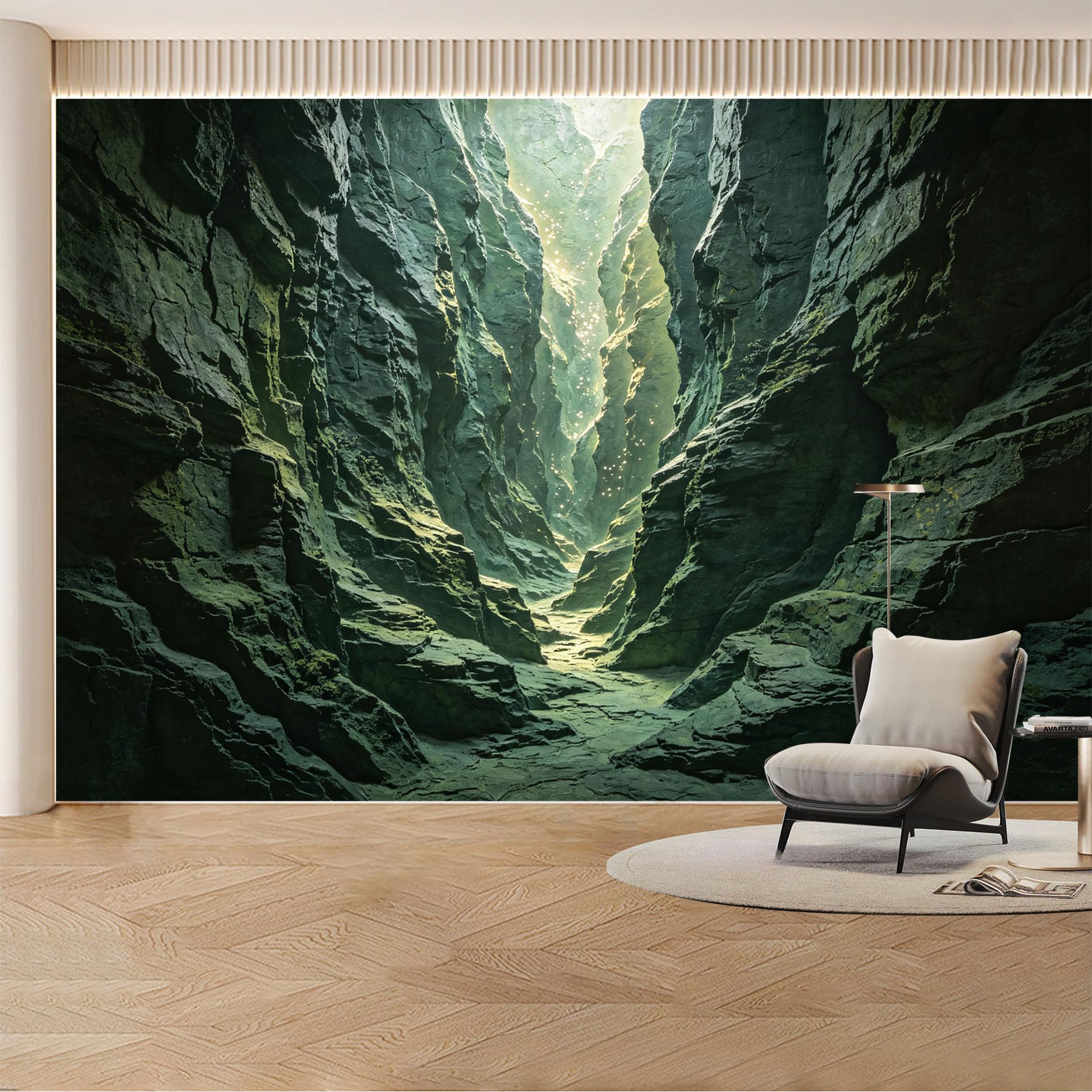 Custom Wall Mural Wallpaper Canyon Landscape Nature 3D Effect Wall Decor Large Wall Art Misty Nordic Style Removable SelfAdhesive Large Photo for Living Room， Bedroom， Office