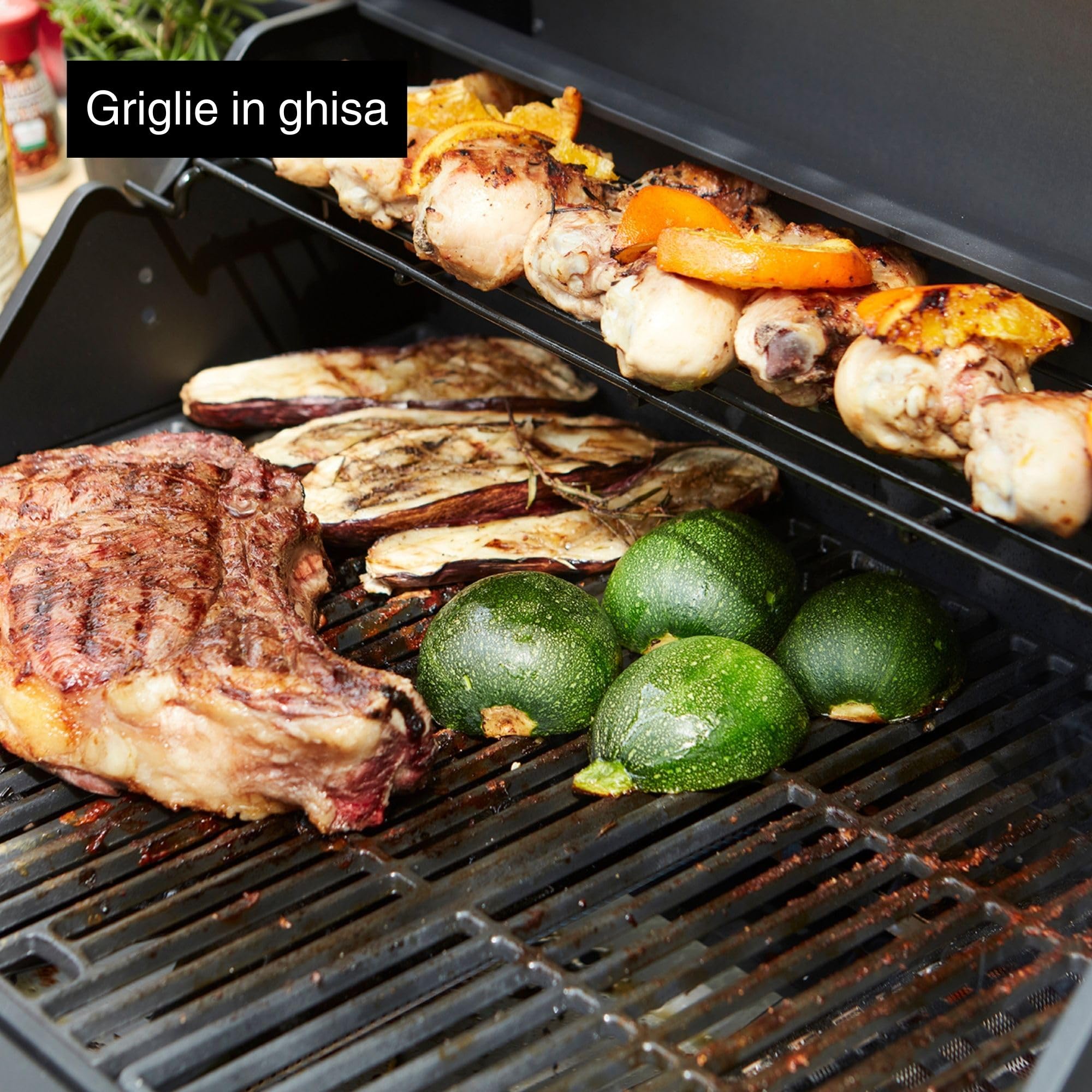 Barbecook grill gazowy Luca 312 z szafką i palnikiem bocznym czarny 133,4 x 60,3 x 112,3 cm