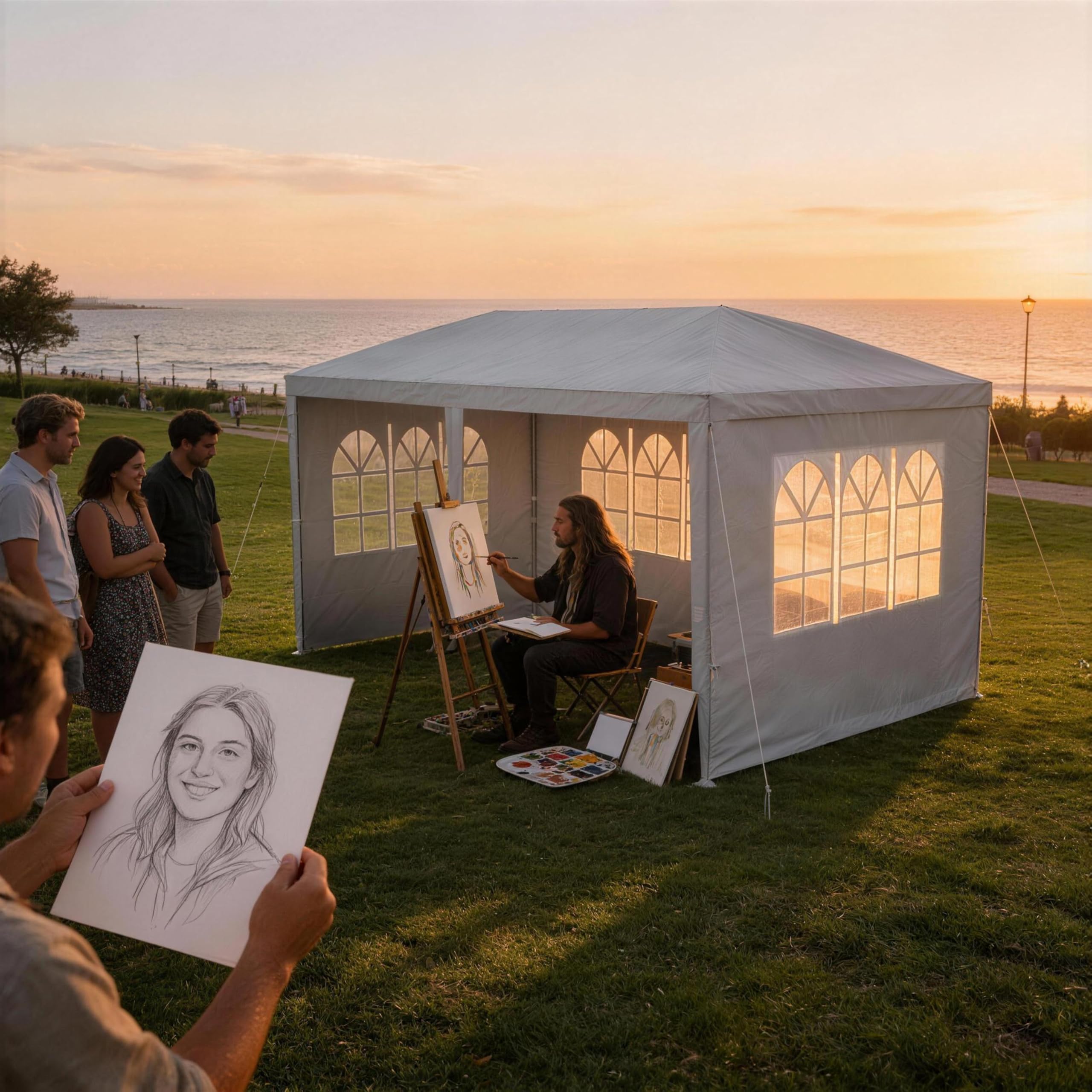 ACXIN Gazebo da giardino, 3 x 6 m, con 6 pannelli laterali, impermeabile, robusto telaio in acciaio, protezione solare e resistente alle intemperie, tessuto Oxford, gazebo da giardino o barbecue per