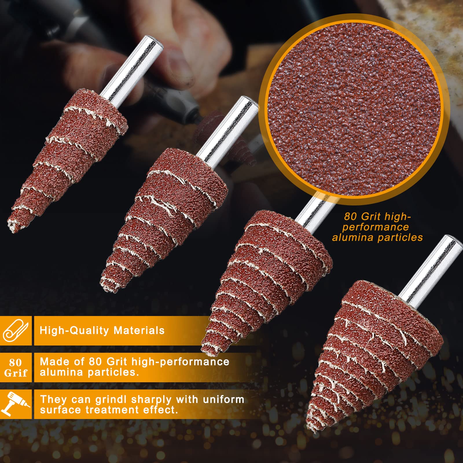 10 Ruote Abrasive Flap - Dischi Carta Vetrata Per Lucidatura, Con Gambo 6mm