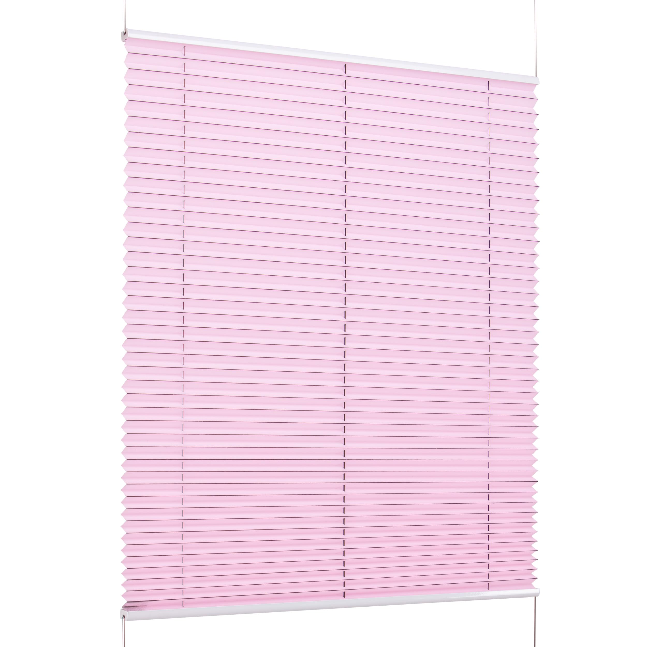 K-Home Klemmfix-Plissee Florida Rosa 95 x 210 cm (B x L) einzigartiges Design mit bezauberndem Lichteffekt