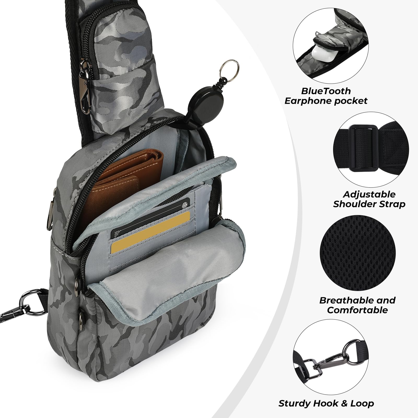 Borsa a tracolla anti furto, borsa a tracolla da uomo e da donna, impermeabile, piccola borsa a tracolla con chiusura lampo e blocco RFID