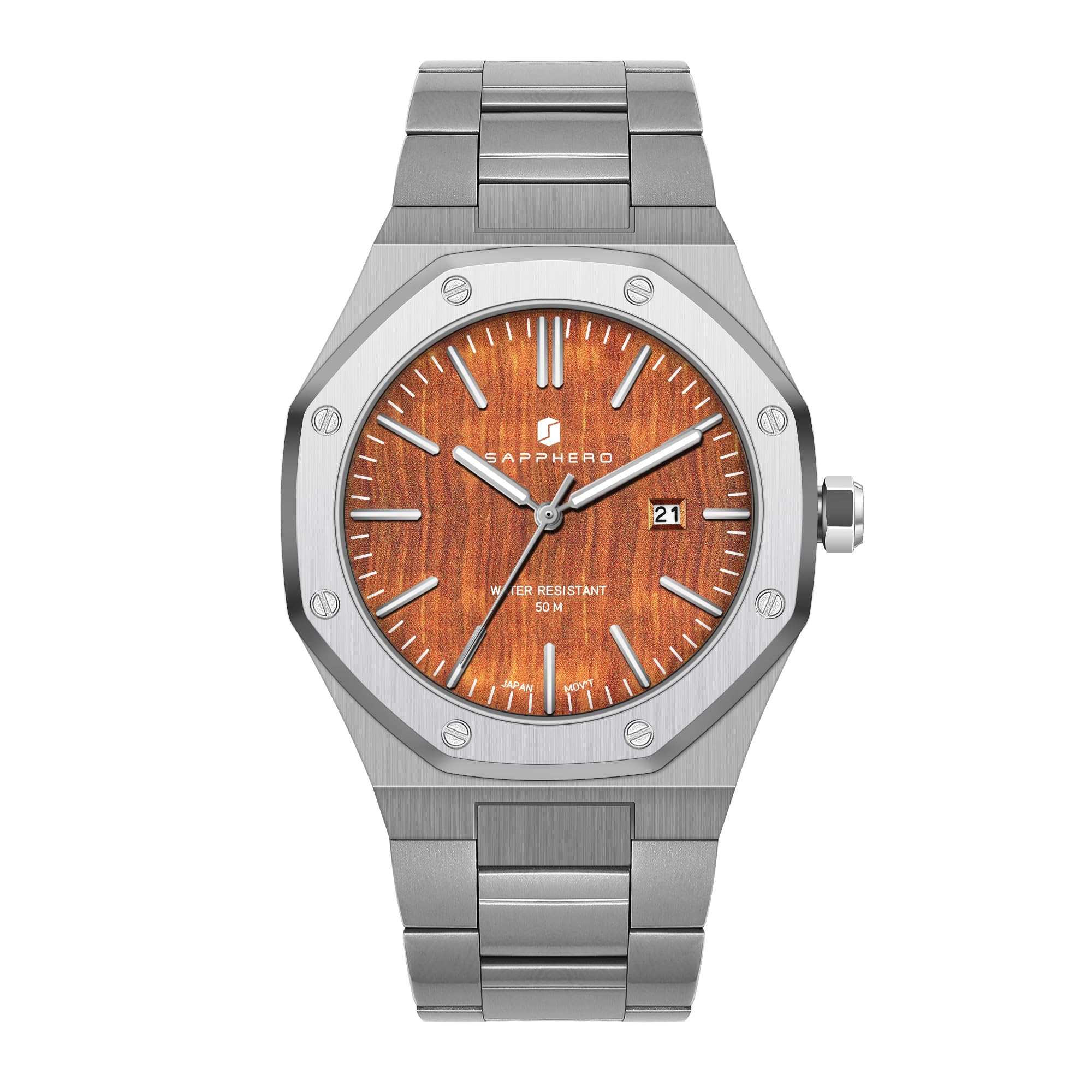 SAPPHERO Uhren Herren Quarzwerk Silber Edelstahl Armband 50M Wasserdicht Datum Kalender Schwarz Blau Herrenuhren Armbanduhr Geschenke für Männer