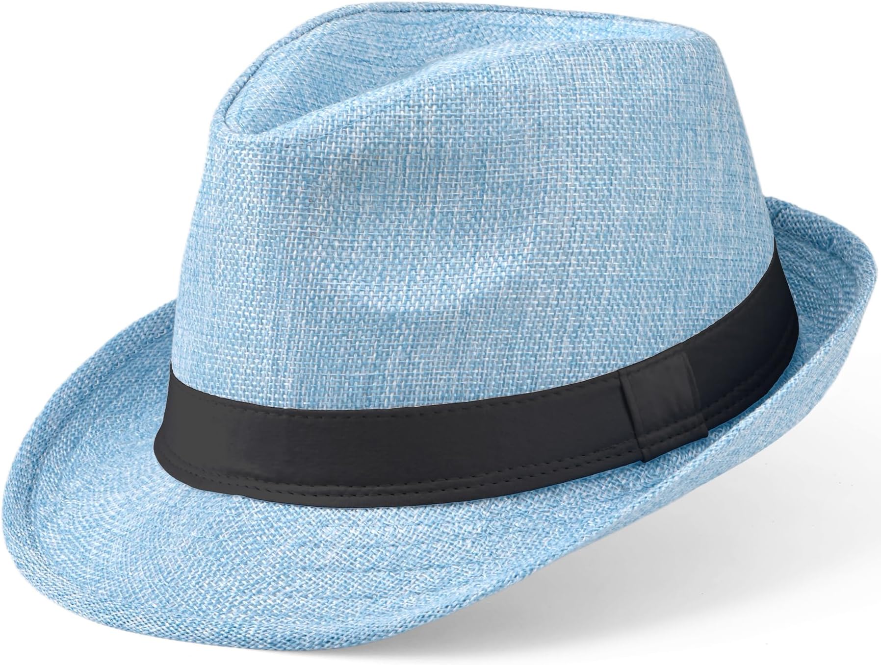 BABEYOND Men's 1920s Short Brim Trilby Fedora Hat | fedora with decorative ribbon, breathable sun hat fit for beach, hiking, daily wear, sweat-wicking lining and shape keeper