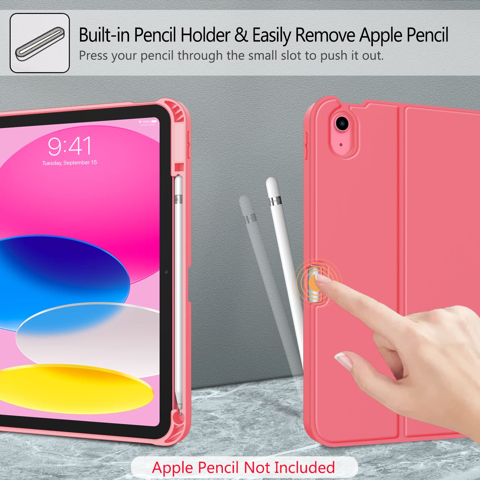 FINTIE Clavier pour iPad A16 11" 11e Génération 2025 / iPad 10e Génération 10.9" 2022, Coque avec Porte-Stylet, Multi-Angles, Clavier AZERTY sans Fil Bluetooth, Rose