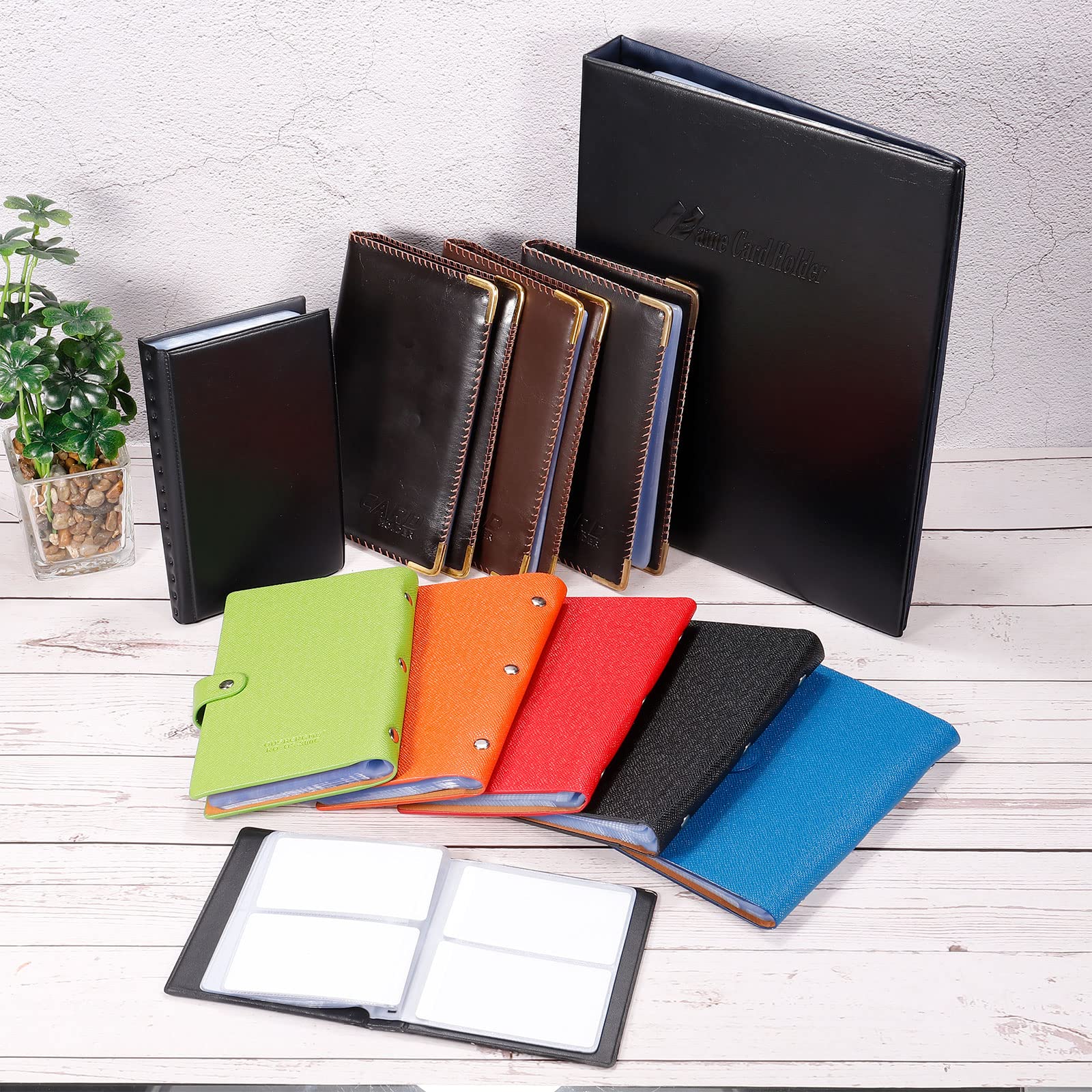 6 Pack Black PU Leather Business Card Holder Books - Holds 300 Cards Each, Portable Organizer - View #10