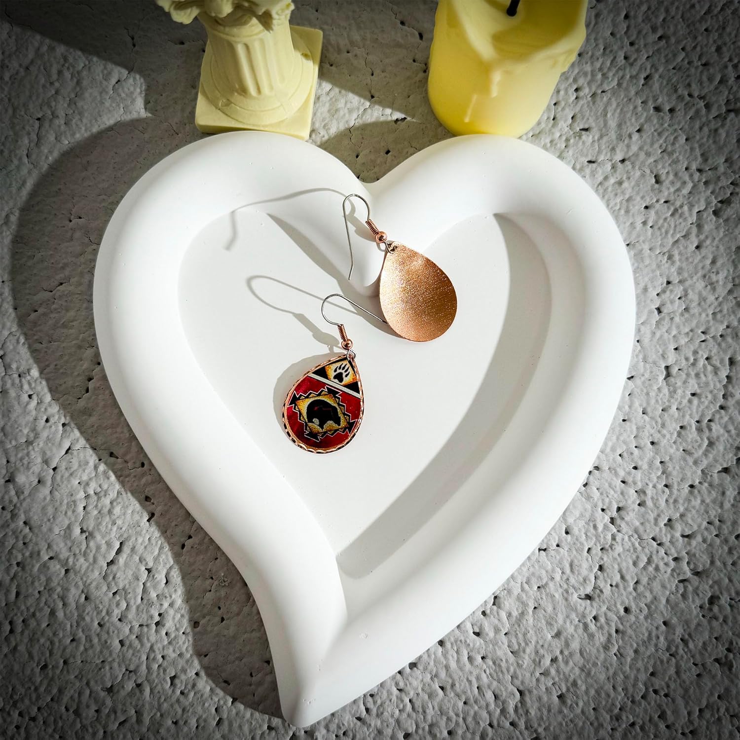 FRONT LINE JEWELRY Native American Bear Earrings with Heartline – Tribal Earrings Copper Bear Motif with Paw Accents – Handmade Indigenous Jewelry Gift for Women