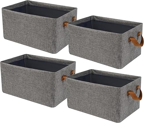 SNWDN Paquete de 4 contenedores plegables de almacenamiento para armario para organizar con asas, contenedores de almacenamiento de ropa para