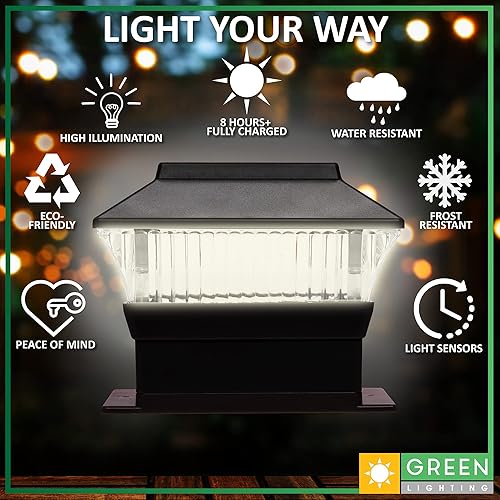 Miniatura 4 de GreenLighting Standard # 1 - Luces LED de tapa para poste de valla, de energía solar, para exteriores, para postes de PVCvinilo de 4 x 4 o 5 x 5