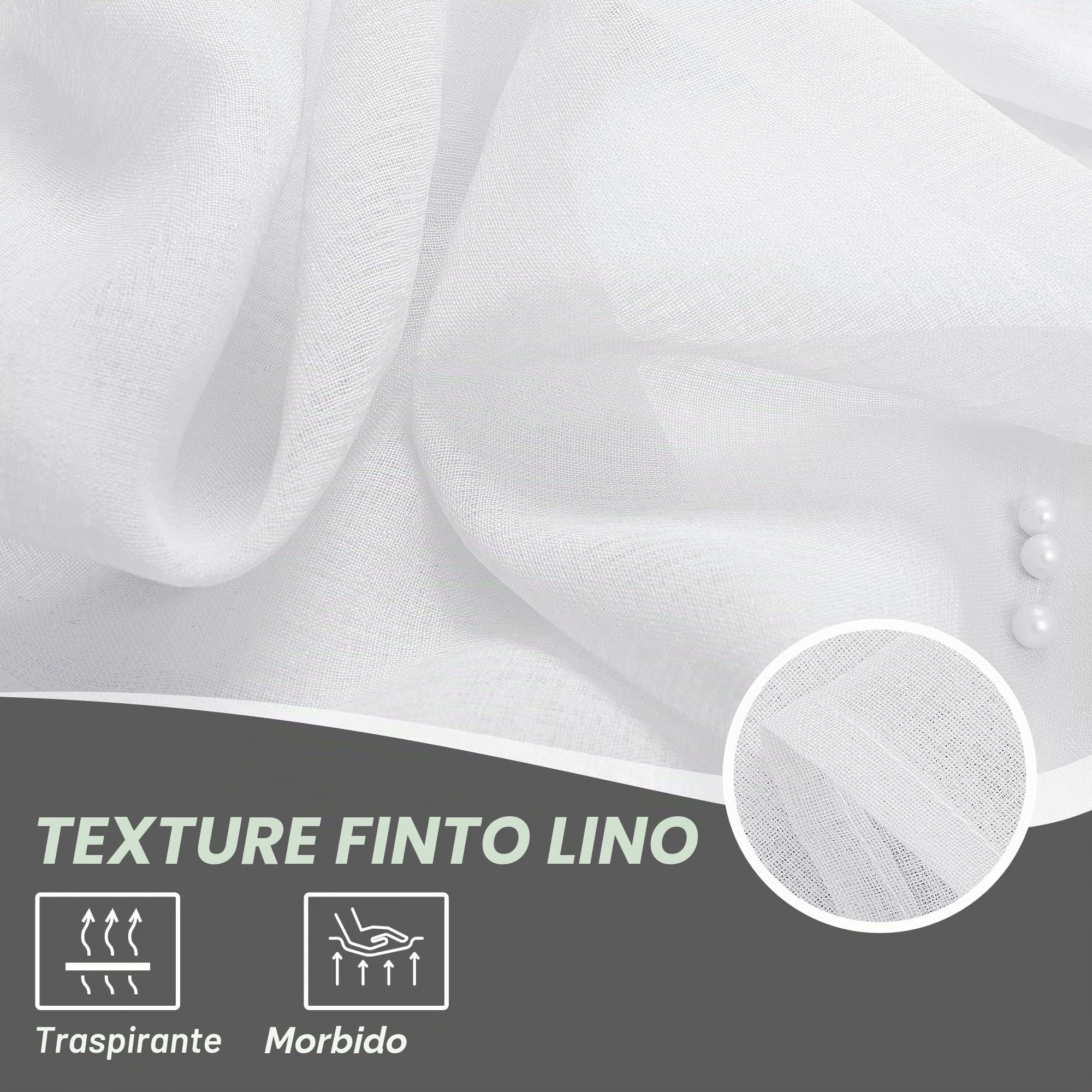 Deconovo Tende Voile Camera da Letto 140x290 cm Bianco 2 Pezzi