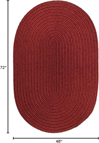 Miniatura 2 de Rhody Rug Solid Wool S121 - Alfombra ovalada trenzada de 4 x 6 pies, color rojo granero, decoración del hogar, alfombra de piso o alfombra de