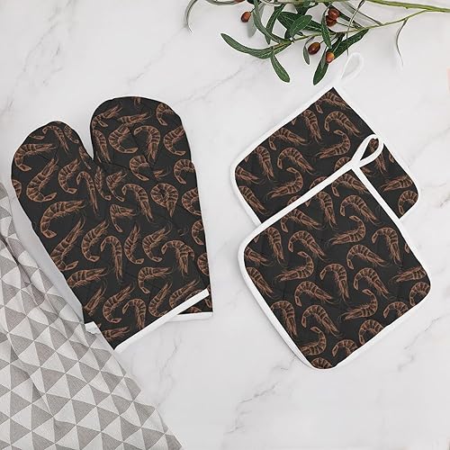 Miniatura 5 de Juego de 4 manoplas de horno y soportes para ollas resistentes al calor, para cocina y parrilla