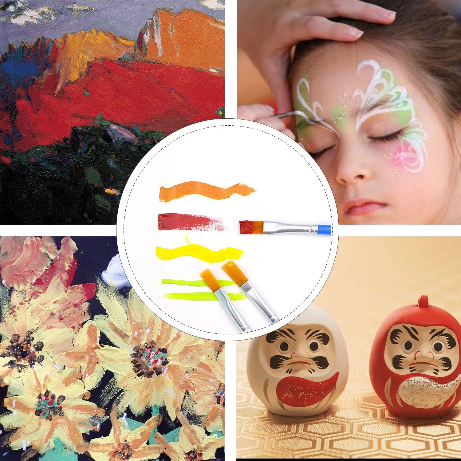 AROIC Paint Brushes 160 pcs Nylon Hair Brushes for Acrylic Oil Watercolor Artist Professional Painting Kits, Face Nail Art and Miniature Detailing & Rock Painting.