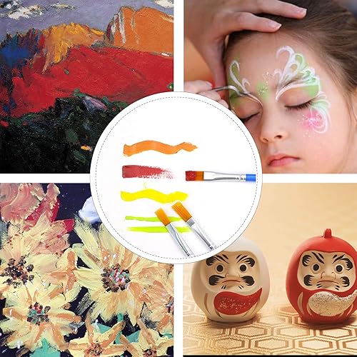 Miniatura 7 de AROIC Juego de 180 pinceles de pintura planos, pequeños pinceles de pelo de nailon a granel para niños, óleo acrílico, acuarela, pintura profesional