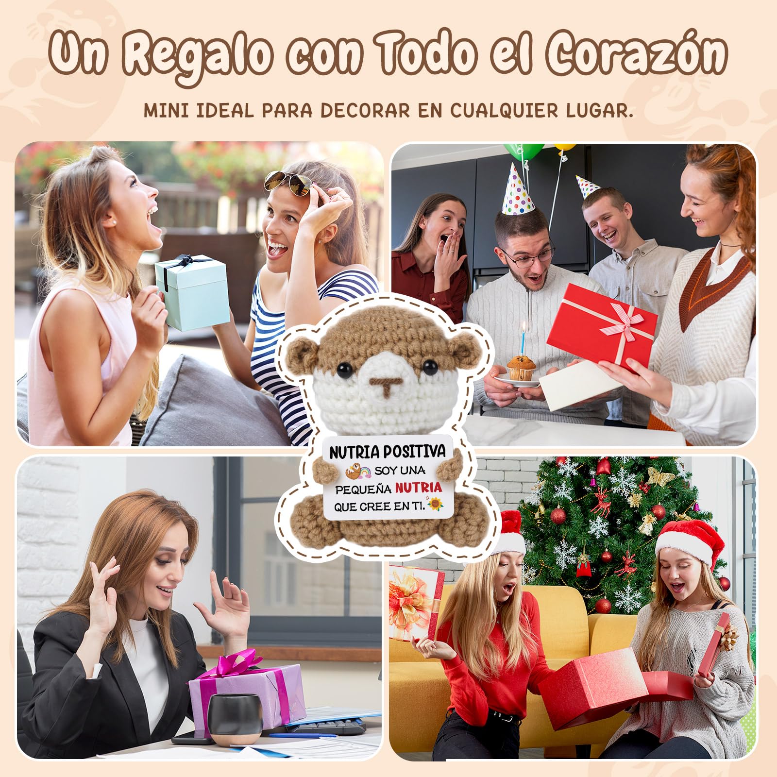 Vetbuosa Regalo Positivo para Mujer, Regalos Amigas Originales - Nutria de Ganchillo con Mensaje Positivo, Regalo Original Amiga, Ideal para Cumpleaños, Aniversario o Navidad — view 7