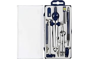 9Pc Drawing Geometry Set, Metal Compass, Shatterproof Storage Box