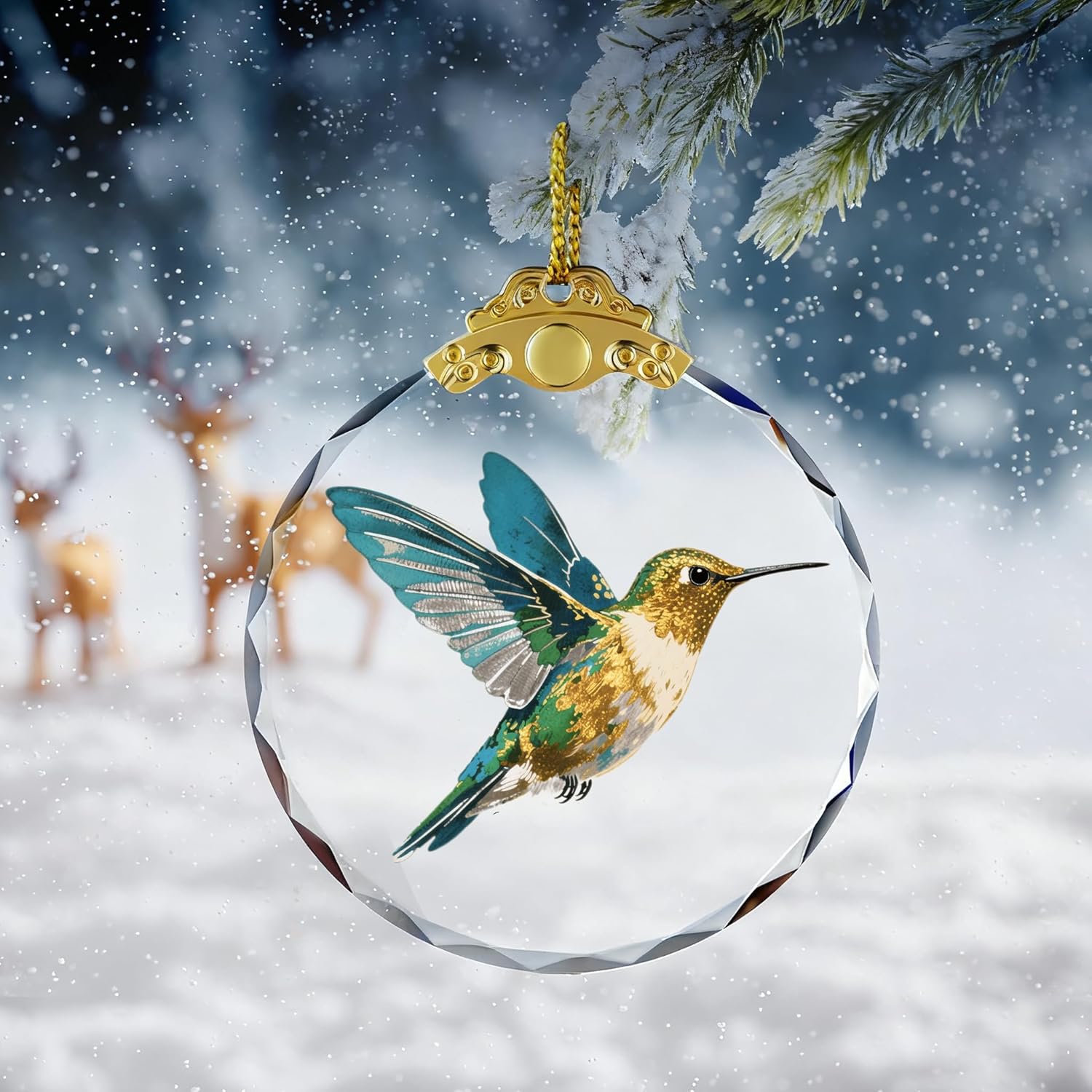 Hummingbird Christmas Ornament, Bird Ornaments for Christmas Tree, Xmas Decor, 2.75in Glass Decorative Hanging Ornament Gift for Hummingbird Lovers - Image 3