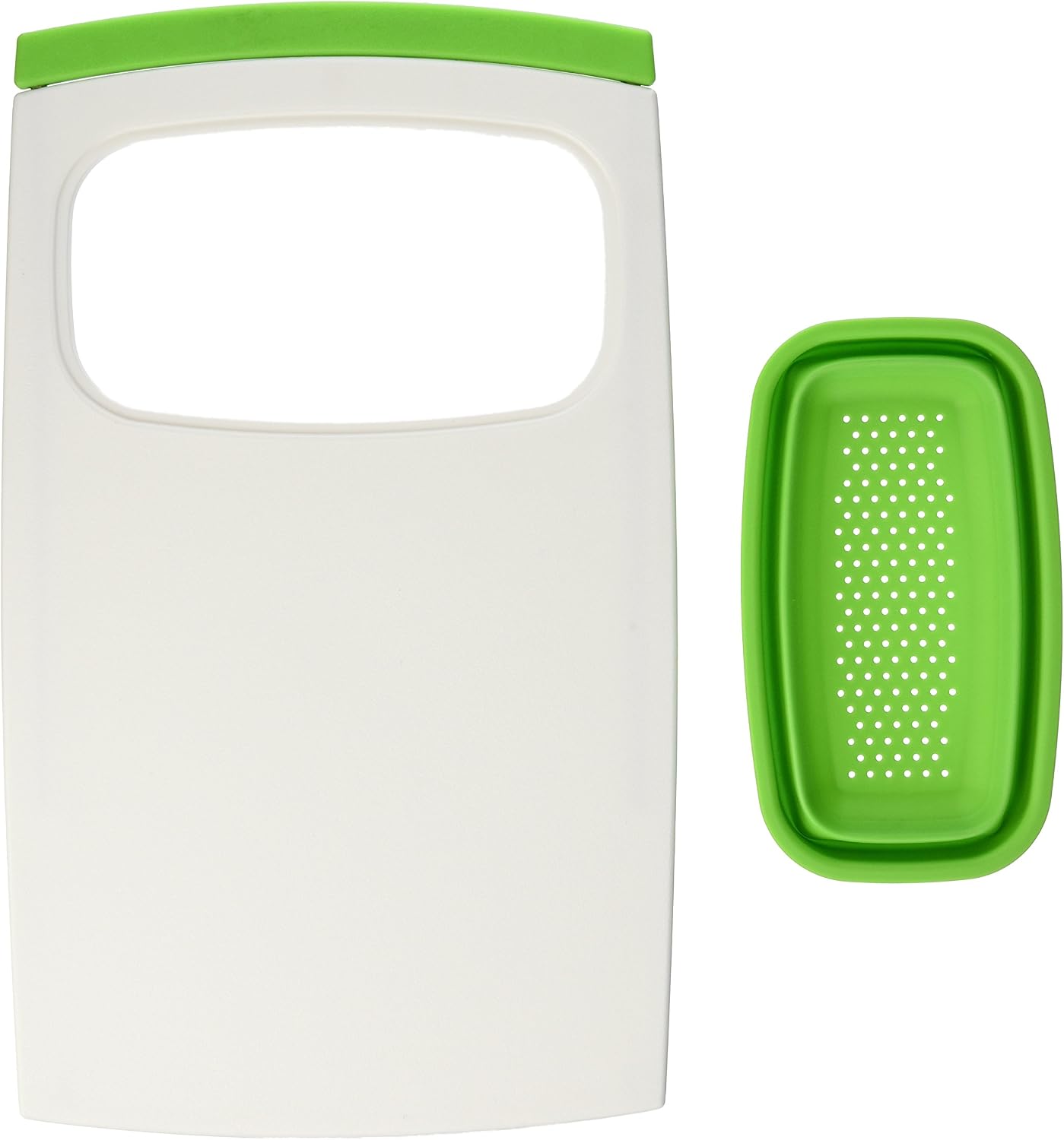 Prepworks by Progressive Over-the-Sink Cutting Board, PCB-3510G, Removable Collapsible Colander, Non-Skid Feet, Dishwasher Safe, Patented