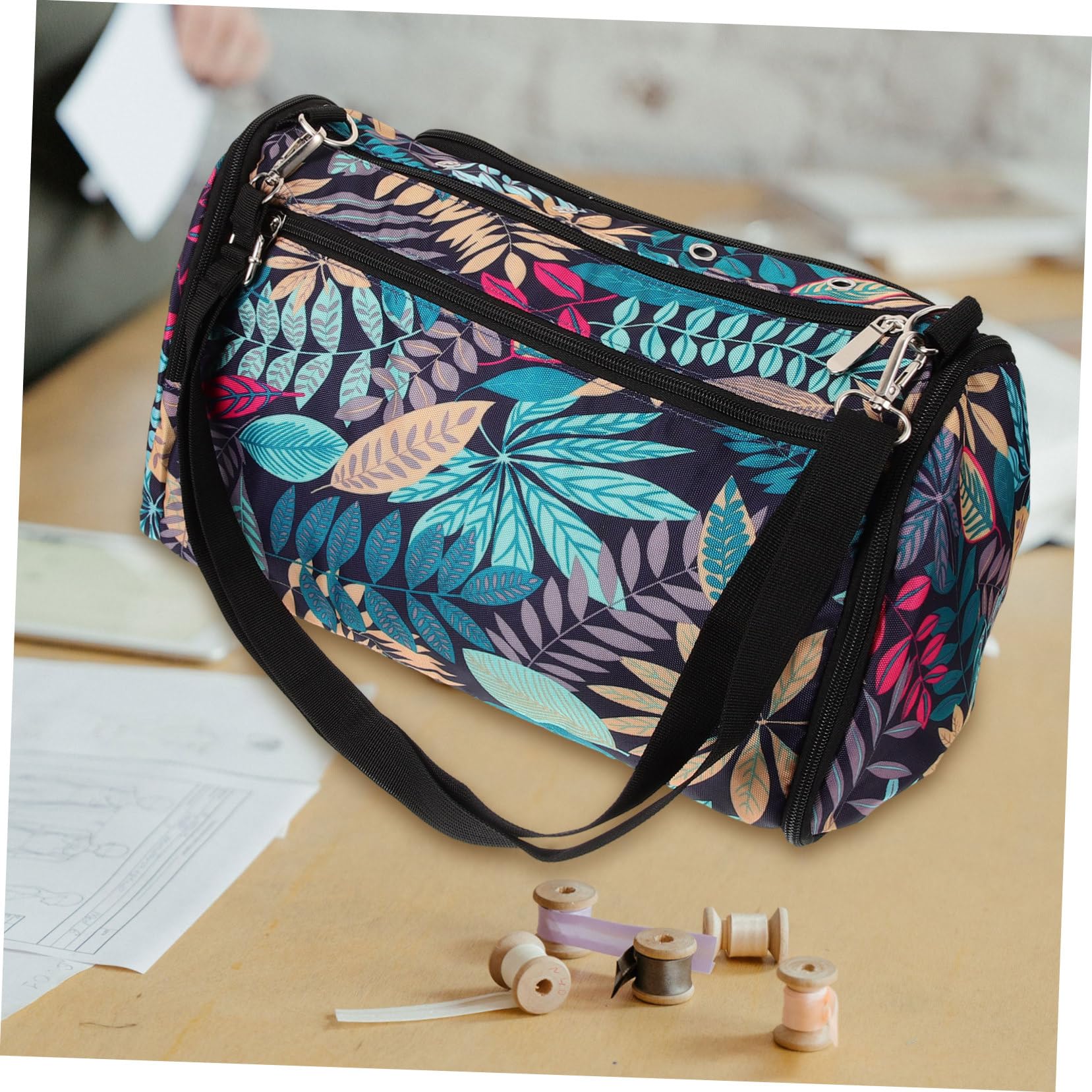 Bolsa de Almacenamiento para Ganchillos de Crochet Resistente de Oxford Organizador Portátil para Agujas de Tejer y Costura Práctico Estuche Multiusos para Manualidades y Labores