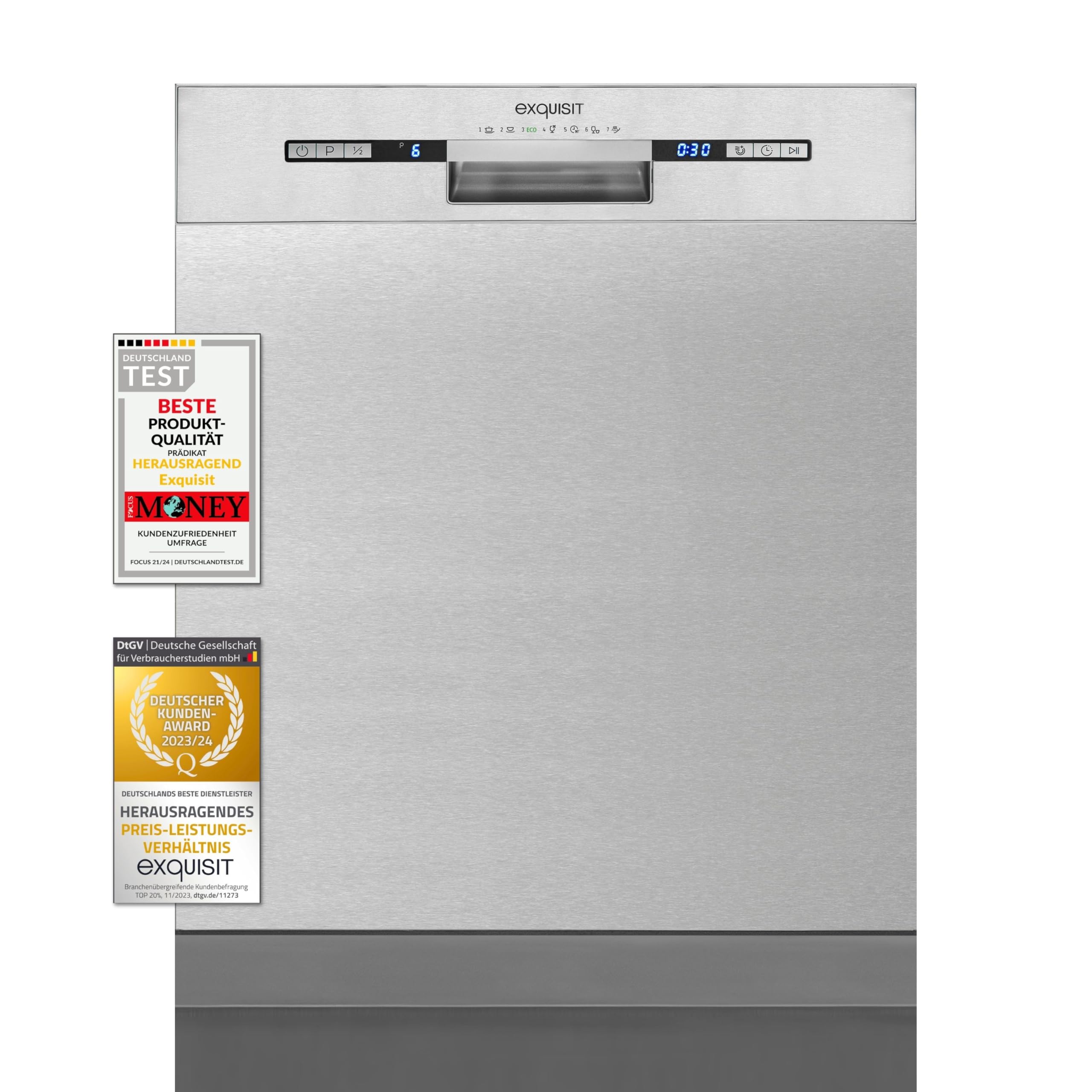 Exquisit Lavavajillas empotrable EGSP9313-EF-030E inox | Frontal de acero inoxidable | 13 cubiertos | Inox