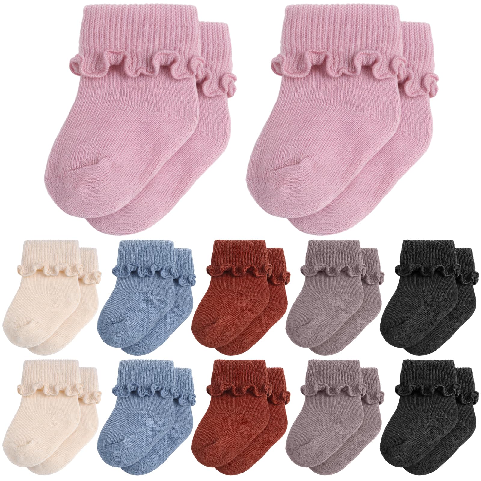 Toulite 12 Pairs Preemie Newborn Baby Ankle Socks