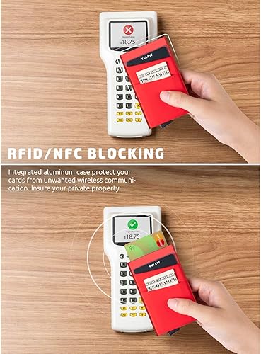 Miniatura 3 de VULKIT Card Holder with Money Pocket Pop Up Wallet RFID Blocking Slim Metal Bank Card Case Holds 5 Cards and Notes