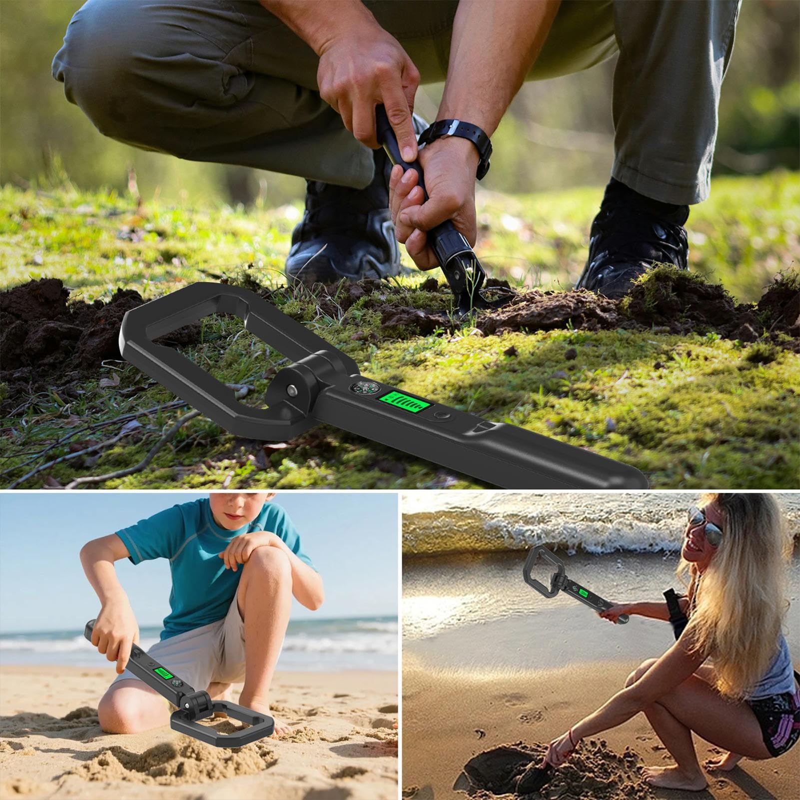 Metal Detector Impermeabile - Scanner per Oro Pieghevole | Rilevatore D'Oro Con Integrata Per Gioielli Con Allarme Sonoro E Vibrazione,Per Prospezione Tesori ed Esplorazione Mineraria