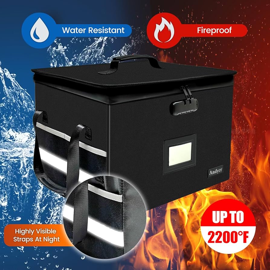 File Box With Lock, Fireproof Box File Storage Organizer Anti Static Box