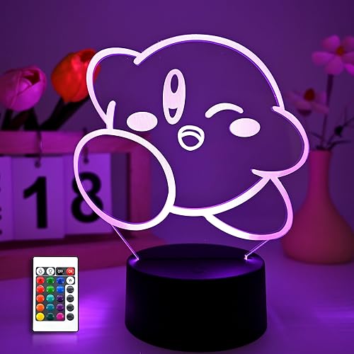 Kirby Light Lámpara de anime 3D Luces nocturnas Lindos juegos de dibujos animados Anime Acción Muñecas Decoración del Hogar Luces Niños Regalos de