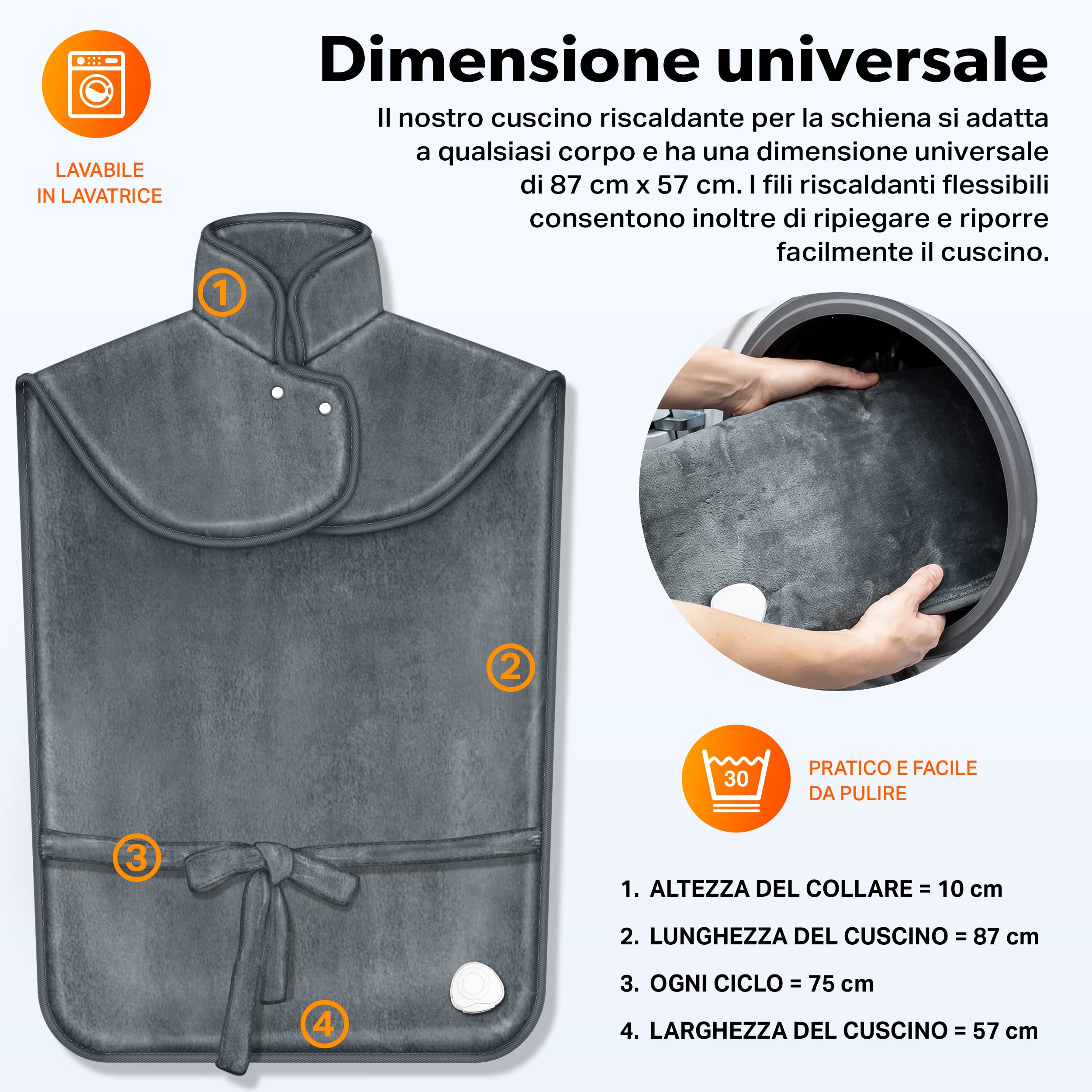 sinnlein Termoforo Elettrico, 60x85cm, Riscaldante per Spalle, Collo e Schiena | Coperta Termica Cervicale | 3 Livelli di Calore | Spegnimento Automatico