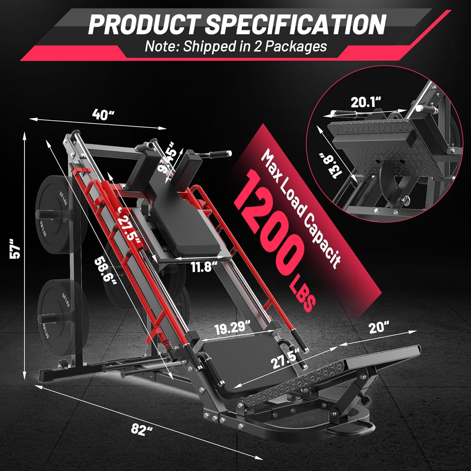 Leg Press Hack Squat Machine, 2 in 1 Leg Press Machine for Home Gym with Linear Bearing, Specialty Hack Squat Machine for Full Lower Body Workout with Calf Block Leg Press Hack Squat Machine, 2 in 1 Leg Press Machine for Home Gym with Linear Bearing, Specialty Hack Squat Machine for Full Lower Body Workout with Calf Block