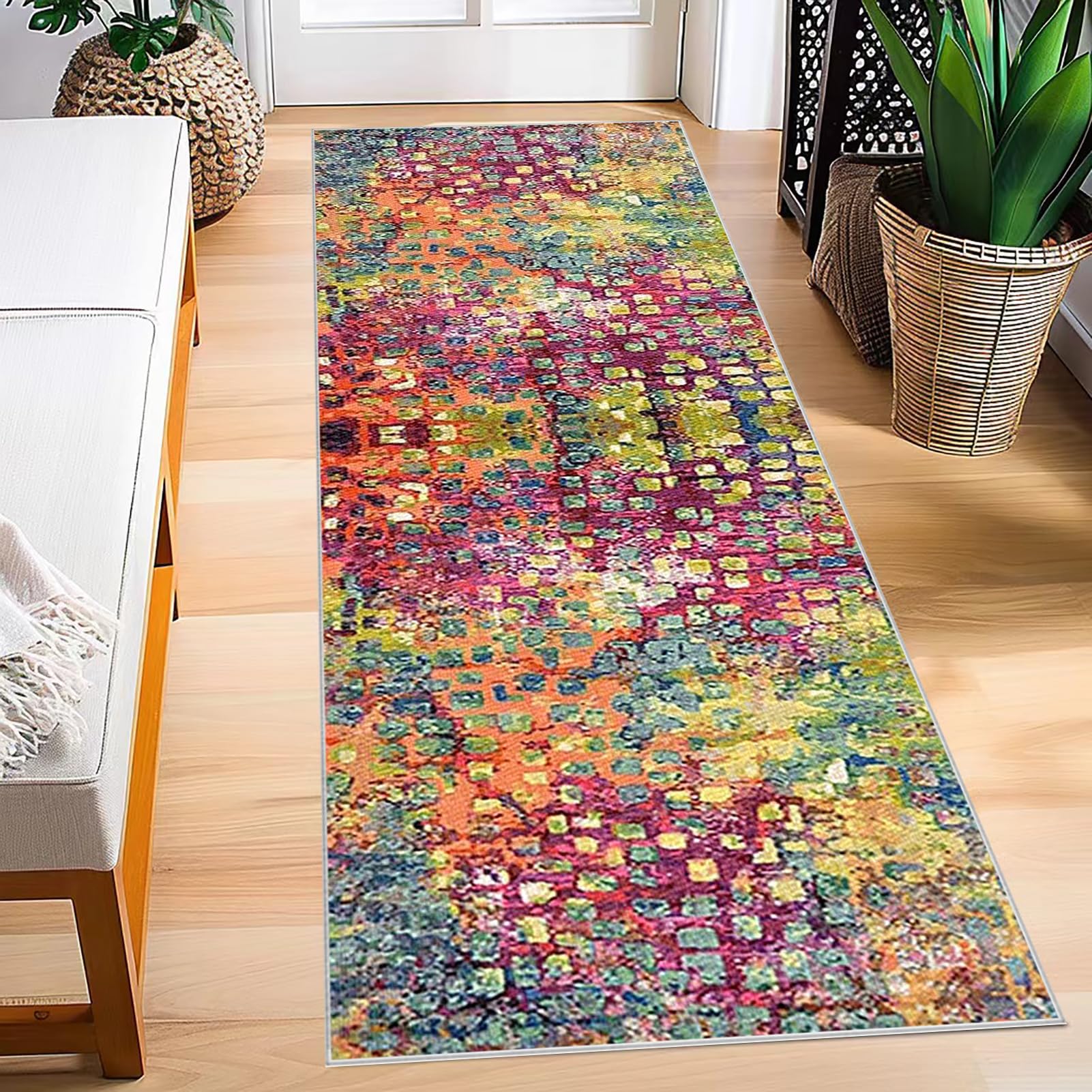 Hallway Runner 100 x 180 cm Non slip Long Kitchen Rug Carpet Runners for Kitchen Hallway Heavy Duty Entrance Mat Hall Runner Narrow Rugs Absorbent Floor Mat Runner Rugs for Hallway Entryway Laundry