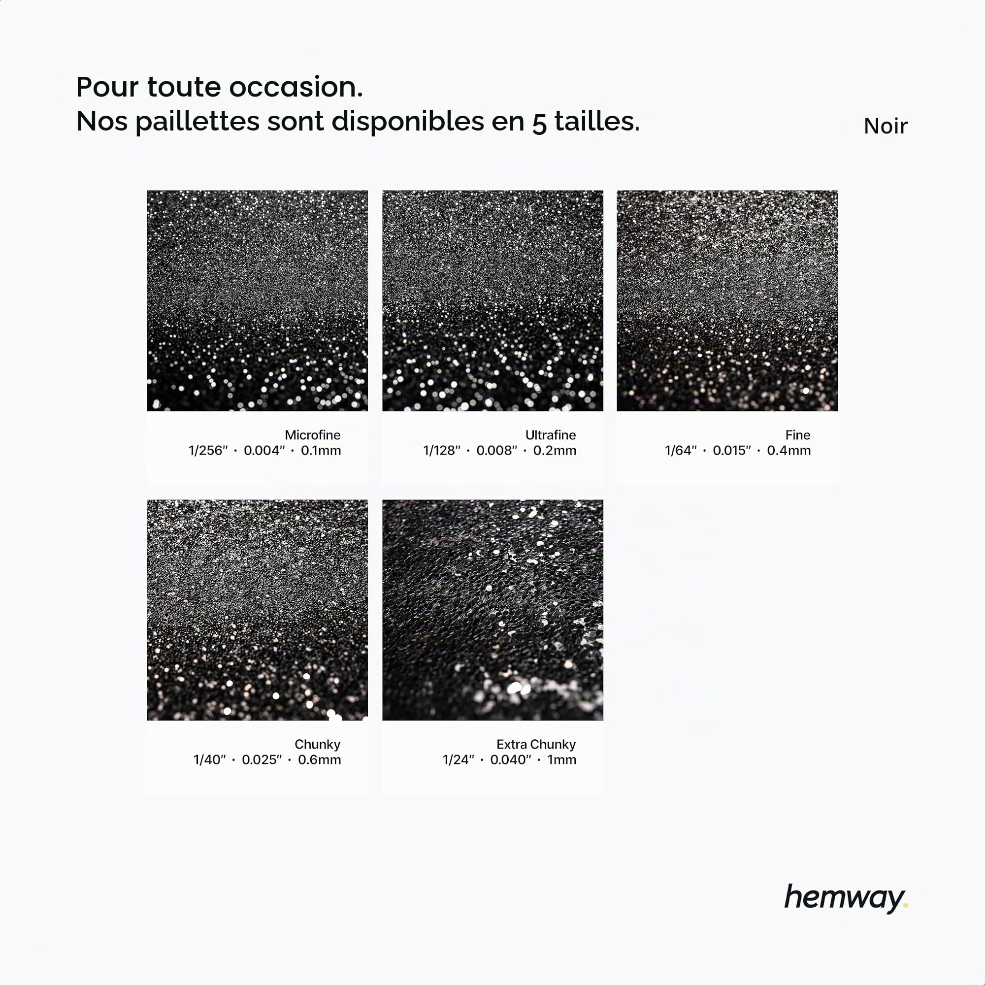 Hemway Black Glitter Peinture Additif Chunky 1/40" 0.6mm pour l'émulsion Peintures à l'eau - Intérieur et Extérieur Mur, Plafond, bois, vernis, mat, brillant, satin, soie - 100 g / 3,5 oz