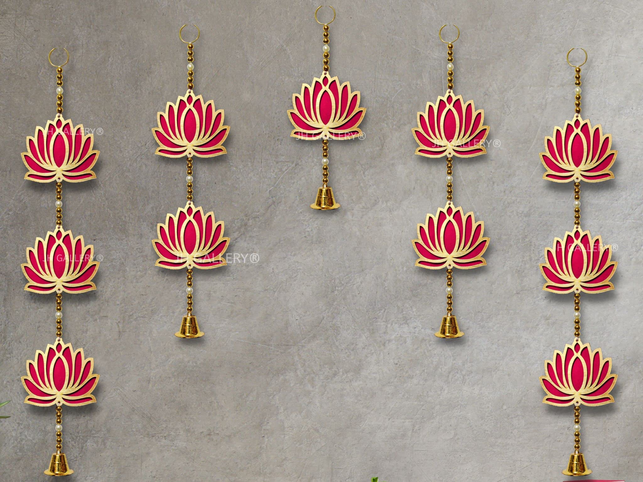 JH Gallery Lotus Hangings for Decoration, Floral Wall Hangings Backdrop for Temple Decor, Ganpati Decoration Items for Home, Pooja Decoration Items, Pooja Decoration Items Background (Set of 5) - Image 6 thumbnail