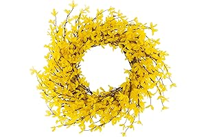Lifelike Forsythia Wreath - 24-Inch Yellow Artificial Spring Wreath