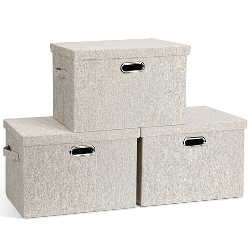 Graciadeco Large Quart Collapsible Stackable Storage Bins with Lids, 3