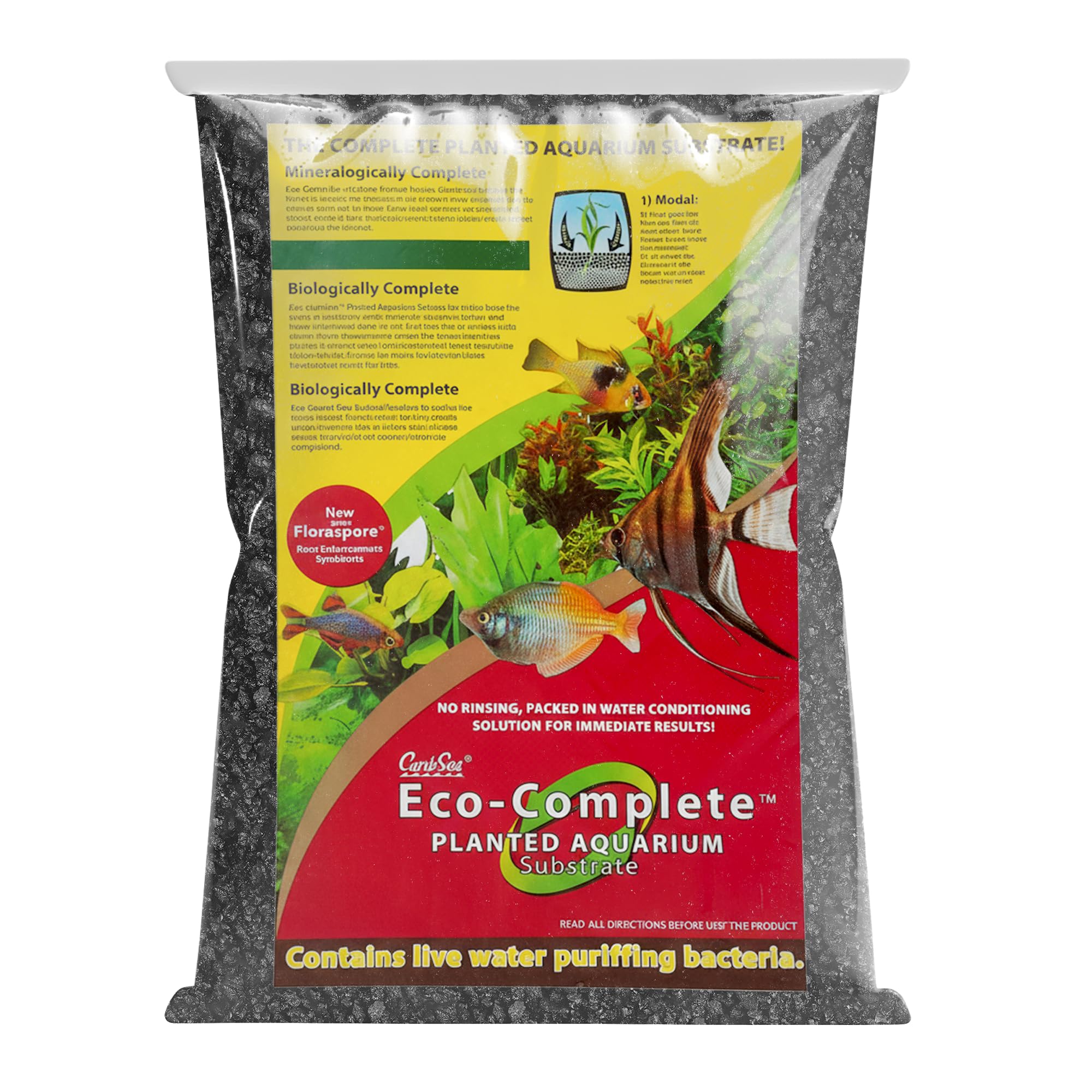 CaribSea Eco-Complete Planted Aquarium Substrate - 20 lbs - Black Nutrient-Rich Gravel for Freshwater Planted Tanks - Promotes Healthy Plant Growth & Water Stability