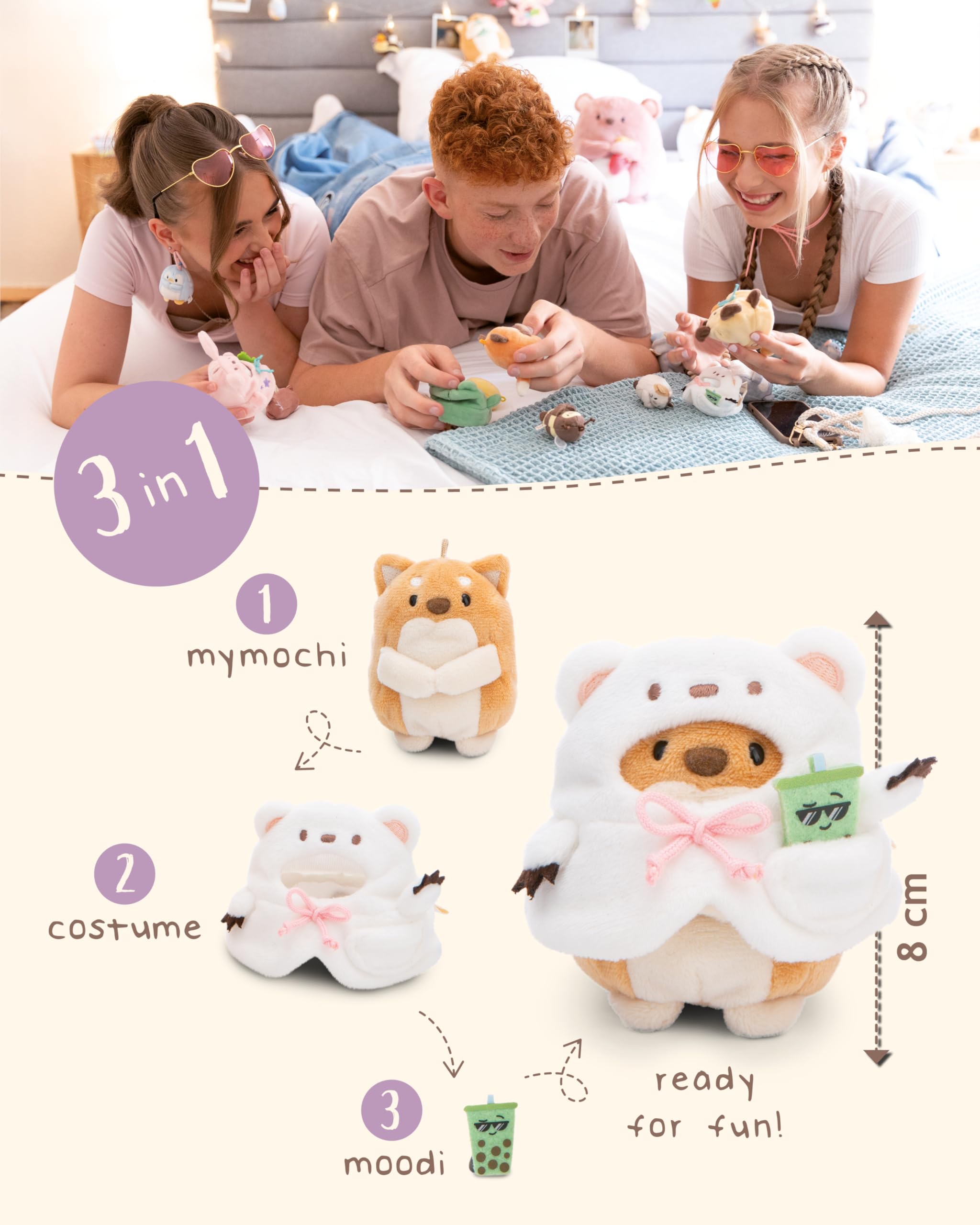 NICI soft toy dog Hiro 8cm with bubble tea and polar bear costume in gift box 8,5x6,5x10cm brown - Image 4