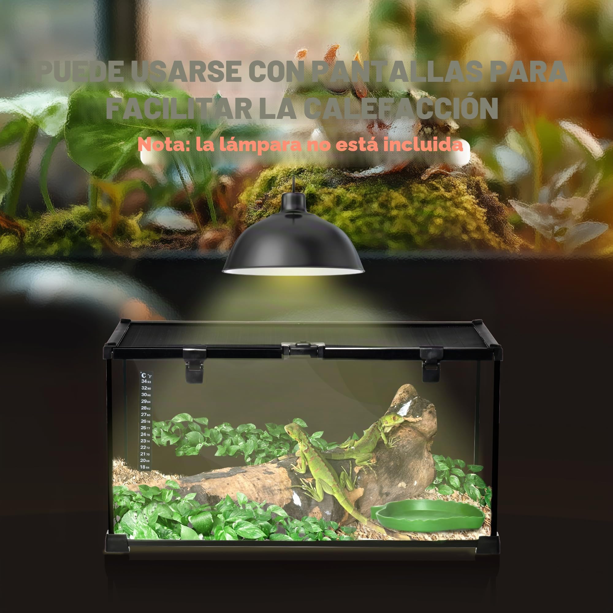 PawHut - Caja de reptiles (50 x 30 x 25 cm), color negro